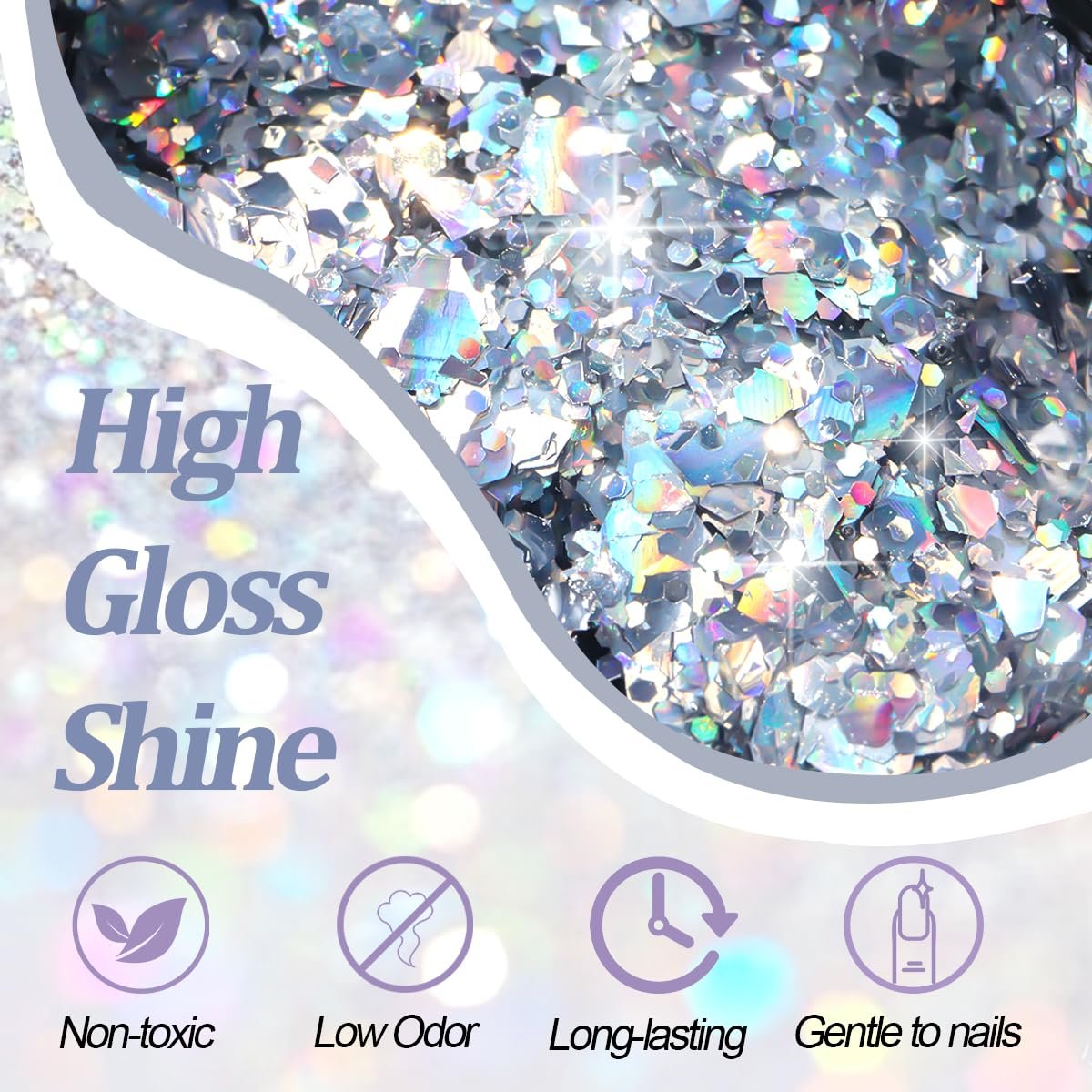 SUTOZMIWE Glitter Gel Nail Polish Set - 9 Colors Holographic Laser Effect Sparkle Shimmer 3D Gels, Soak Off UV Nail Polish for Home Salon DIY Manicure - görsel 11