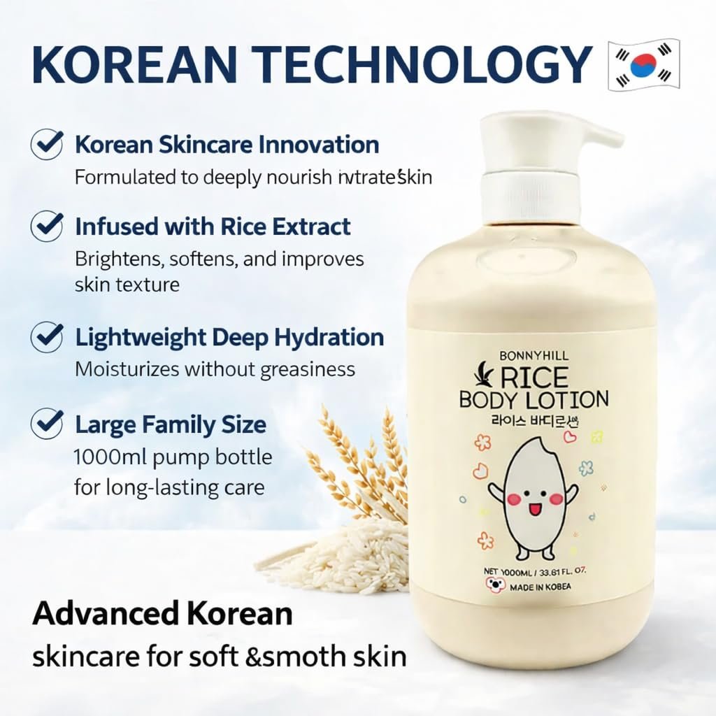 BONNYHILL Rice Body Lotion - Intense Moisturizer for Radiant Skin, 33.81 FL OZ Avelisse