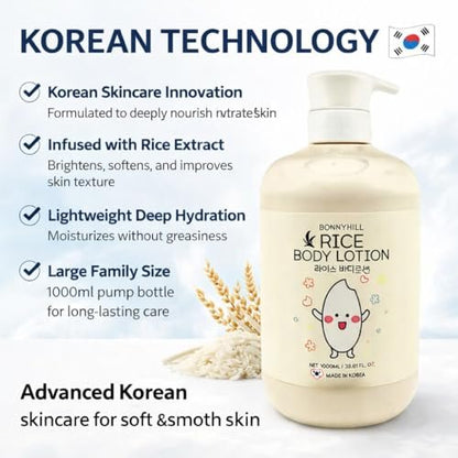 BONNYHILL Rice Body Lotion - Intense Moisturizer for Radiant Skin, 33.81 FL OZ Avelisse