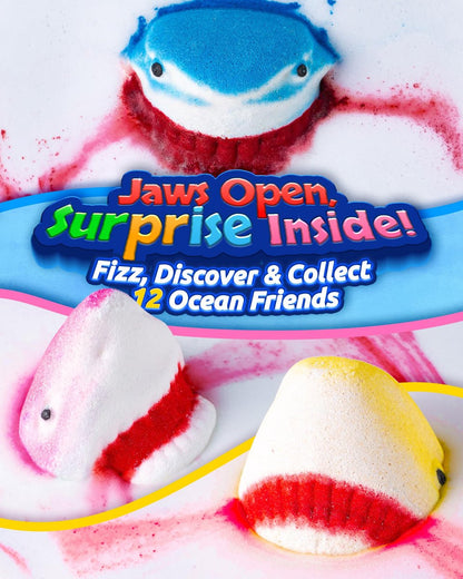 Shark Bath Bombs for Kids with Surprise Inside – 12 Pack Handmade Natural Clean Shower Bombs with Glow-in-The-Dark Ocean Toys, Great Christmas, Holiday & Birthday Gift for Boys Girls Kids Toddlers Avelisse