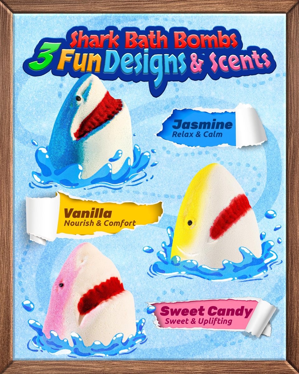 Shark Bath Bombs for Kids with Surprise Inside – 12 Pack Handmade Natural Clean Shower Bombs with Glow-in-The-Dark Ocean Toys, Great Christmas, Holiday & Birthday Gift for Boys Girls Kids Toddlers Avelisse