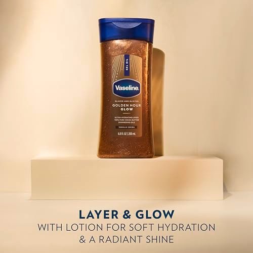 Vaseline Glazed and Glisten Golden Hour Body Gel Oil Glow - Vanilla Cocoa Shimmering with Ultra-Hydrating Lipids and 100% Pure Cocoa Butter, 6.8 oz - görsel 8