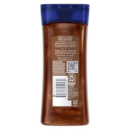 Vaseline Glazed and Glisten Golden Hour Body Gel Oil Glow - Vanilla Cocoa Shimmering with Ultra-Hydrating Lipids and 100% Pure Cocoa Butter, 6.8 oz