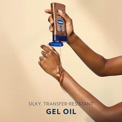 Vaseline Glazed and Glisten Golden Hour Body Gel Oil Glow - Vanilla Cocoa Shimmering with Ultra-Hydrating Lipids and 100% Pure Cocoa Butter, 6.8 oz