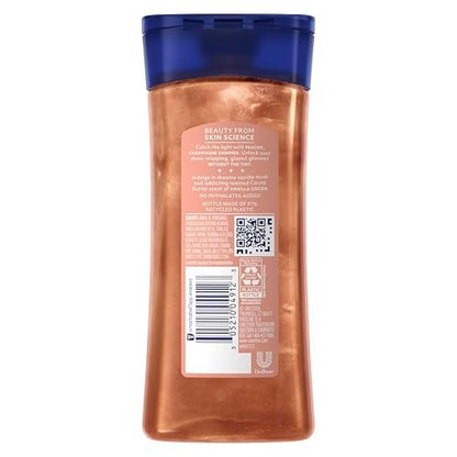 Vaseline Glazed and Glisten Sunlit Glow Body Gel Oil with Vanilla Cocoa & Shimmer – Ultra-Hydrating Lipids & 100% Pure Cocoa Butter, 6.8 oz