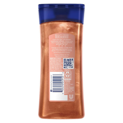 Vaseline Glazed and Glisten Sunlit Glow Body Gel Oil with Vanilla Cocoa & Shimmer – Ultra-Hydrating Lipids & 100% Pure Cocoa Butter, 6.8 oz
