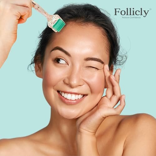 Follicly Derma Roller – Professional Microneedling Tool for Hair, Skin & Face – 192 Authentic Titanium Microneedles – Premium At Home Beauty Care – Includes Free Protective Storage Case - görsel 12