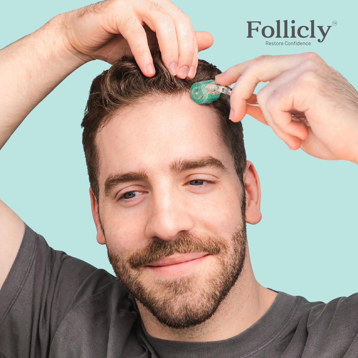 Follicly Derma Roller – Professional Microneedling Tool for Hair, Skin & Face – 192 Authentic Titanium Microneedles – Premium At Home Beauty Care – Includes Free Protective Storage Case - görsel 7