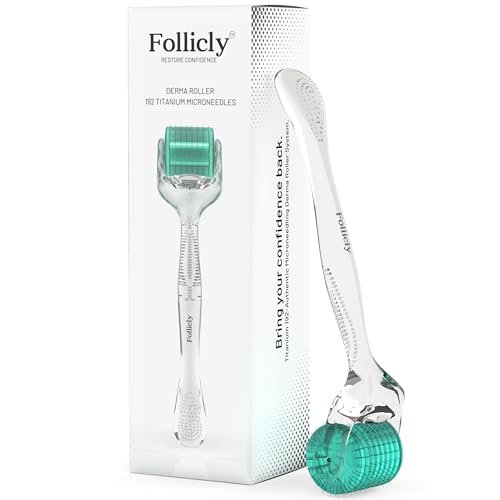 Follicly Derma Roller – Professional Microneedling Tool for Hair, Skin & Face – 192 Authentic Titanium Microneedles – Premium At Home Beauty Care – Includes Free Protective Storage Case - görsel 2