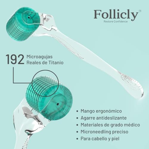 Follicly Derma Roller – Professional Microneedling Tool for Hair, Skin & Face – 192 Authentic Titanium Microneedles – Premium At Home Beauty Care – Includes Free Protective Storage Case - görsel 10