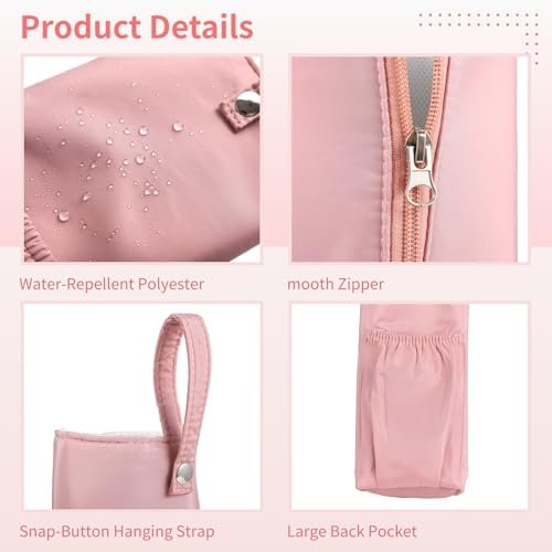 OMISTAR 2-Pack Heat Resistant Curling Iron Bags - Hanging Holder & Mat for Flat Irons, Travel Storage Pouch for Hot Hair Tools, Portable Zipper Bag for Home & Travel (Pink) - görsel 6