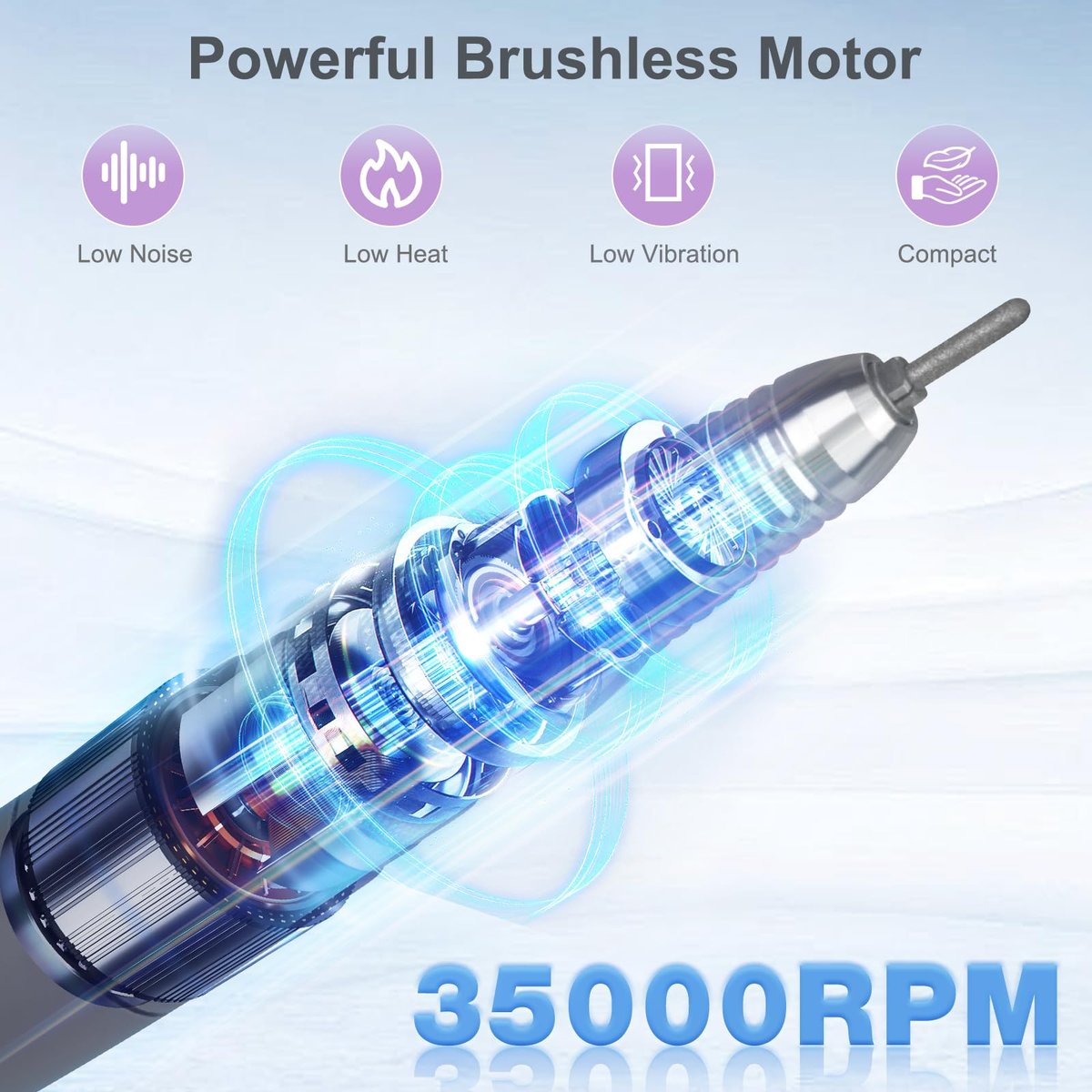 HoMove Nail Drill Handpiece Replacement Compatible with KUPA & UP200 - 3-Pin, Low Noise, Aluminum Body Avelisse