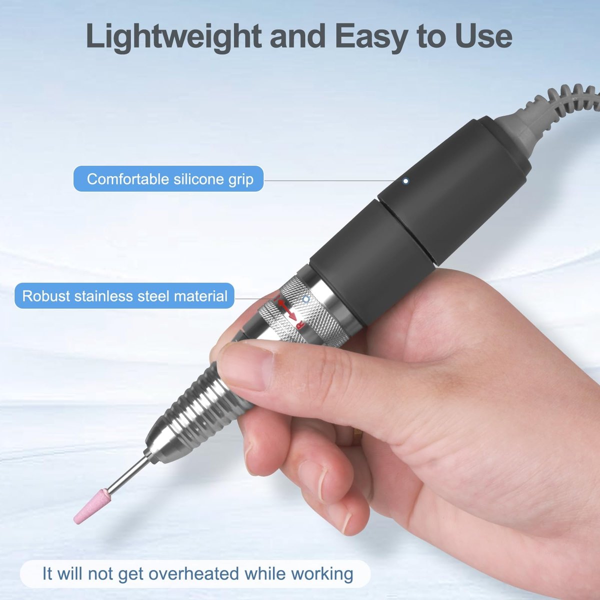 HoMove Nail Drill Handpiece Replacement Compatible with KUPA & UP200 - 3-Pin, Low Noise, Aluminum Body Avelisse