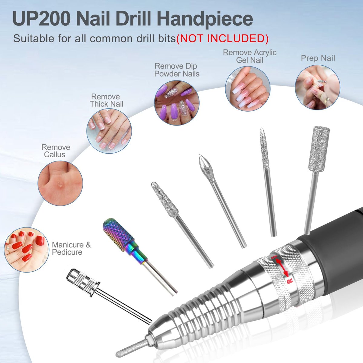 HoMove Nail Drill Handpiece Replacement Compatible with KUPA & UP200 - 3-Pin, Low Noise, Aluminum Body Avelisse
