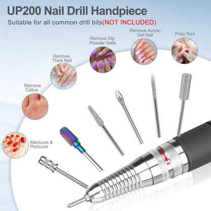 HoMove Nail Drill Handpiece Replacement Compatible with KUPA & UP200 - 3-Pin, Low Noise, Aluminum Body Avelisse