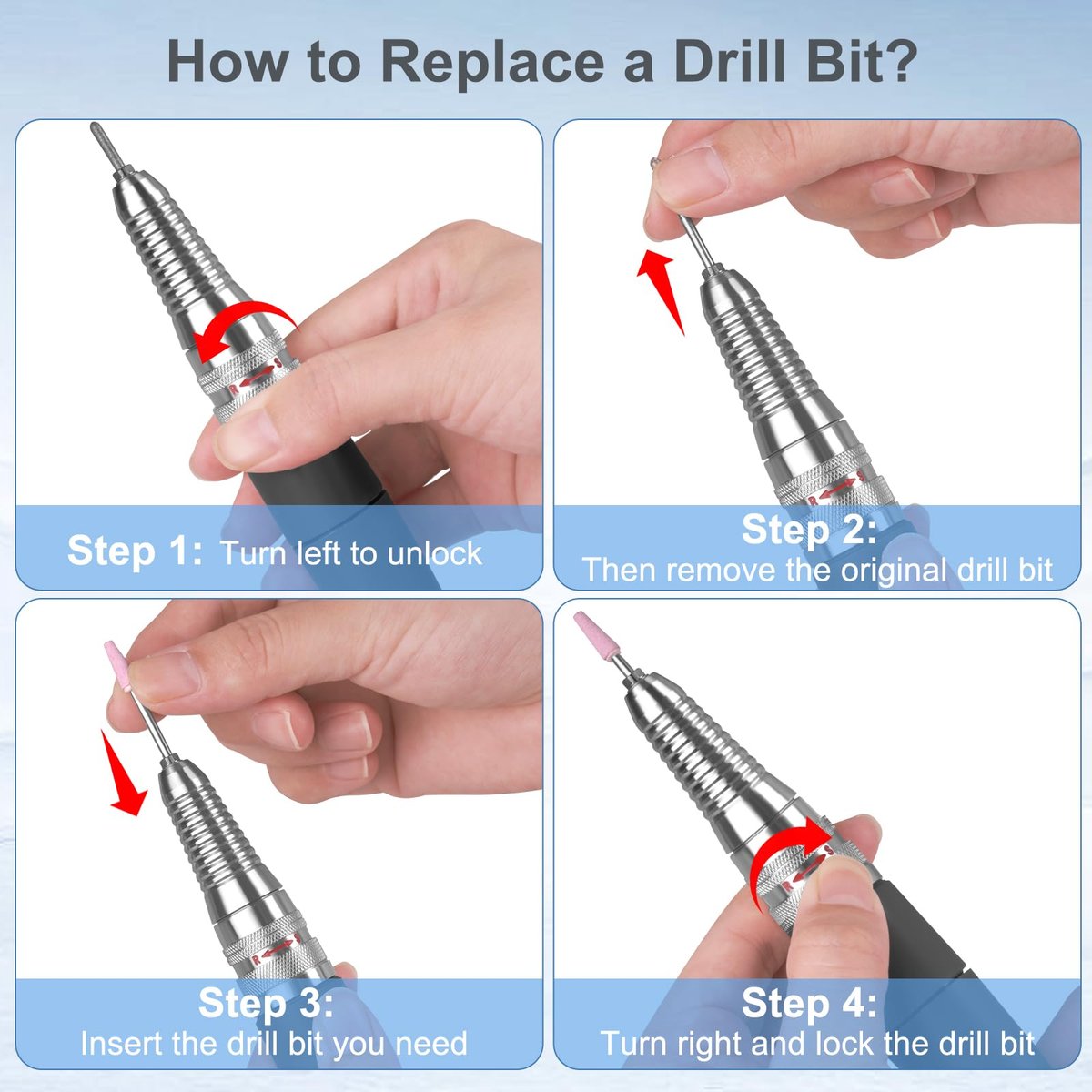 HoMove Nail Drill Handpiece Replacement Compatible with KUPA & UP200 - 3-Pin, Low Noise, Aluminum Body Avelisse
