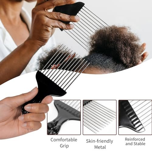 Belongtous Premium Twist Hair Sponge Brush & Twist Styler Comb Set for Men & Women – Black Silicone Hair Brush Pick for Afro, Curly, Coiled, Short Hair Avelisse