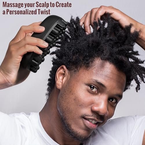 Belongtous Premium Twist Hair Sponge Brush & Twist Styler Comb Set for Men & Women – Black Silicone Hair Brush Pick for Afro, Curly, Coiled, Short Hair Avelisse