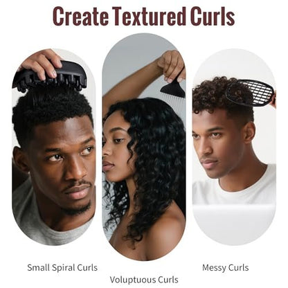 Belongtous Premium Twist Hair Sponge Brush & Twist Styler Comb Set for Men & Women – Black Silicone Hair Brush Pick for Afro, Curly, Coiled, Short Hair Avelisse