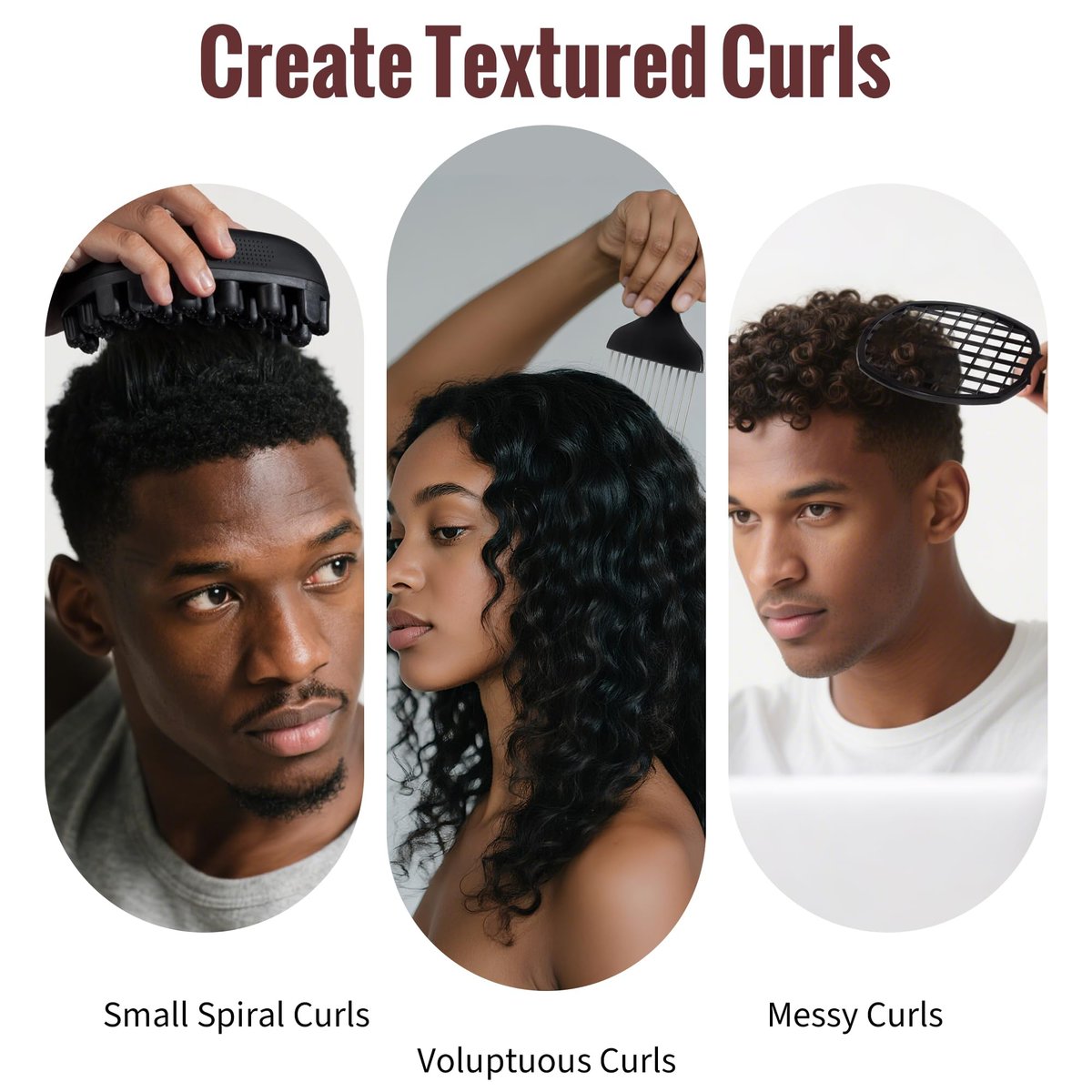 Belongtous Premium Twist Hair Sponge Brush & Twist Styler Comb Set for Men & Women – Black Silicone Hair Brush Pick for Afro, Curly, Coiled, Short Hair Avelisse