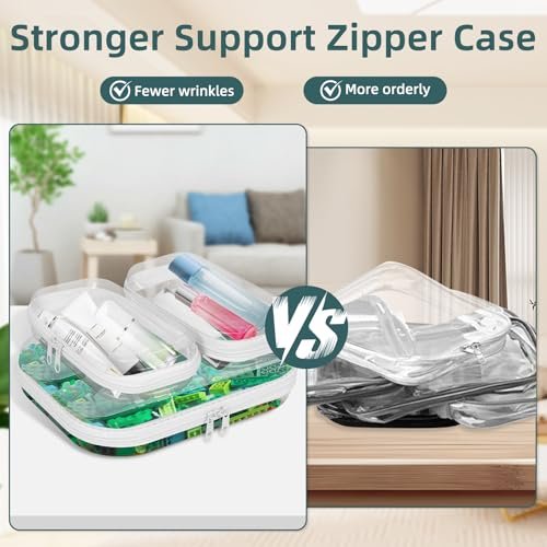 CarryEpic Clear Hard Shell Zipper Cases (3 Pack) - Plastic Hard Sided Pencil Case, Travel Cosmetic Bag, Diaper Bag Organizer - 2 Small + 1 Medium - görsel 11