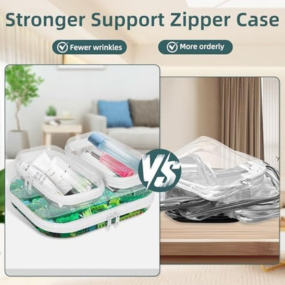 CarryEpic Clear Hard Shell Zipper Cases (3 Pack) - Plastic Hard Sided Pencil Case, Travel Cosmetic Bag, Diaper Bag Organizer - 2 Small + 1 Medium
