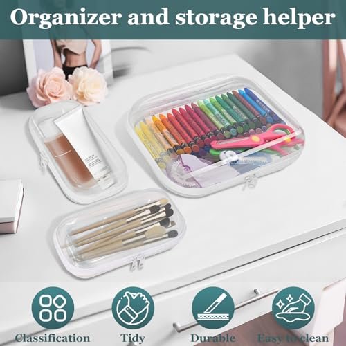 CarryEpic Clear Hard Shell Zipper Cases (3 Pack) - Plastic Hard Sided Pencil Case, Travel Cosmetic Bag, Diaper Bag Organizer - 2 Small + 1 Medium - görsel 7