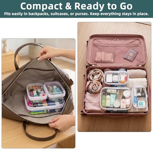 CarryEpic Clear Hard Shell Zipper Cases (3 Pack) - Plastic Hard Sided Pencil Case, Travel Cosmetic Bag, Diaper Bag Organizer - 2 Small + 1 Medium - görsel 9