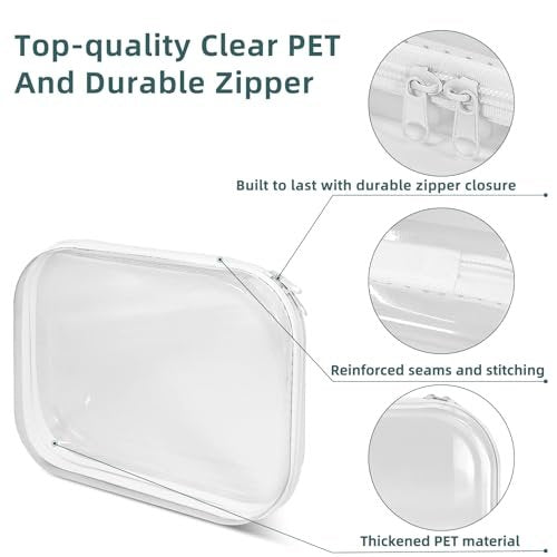 CarryEpic Clear Hard Shell Zipper Cases (3 Pack) - Plastic Hard Sided Pencil Case, Travel Cosmetic Bag, Diaper Bag Organizer - 2 Small + 1 Medium - görsel 15