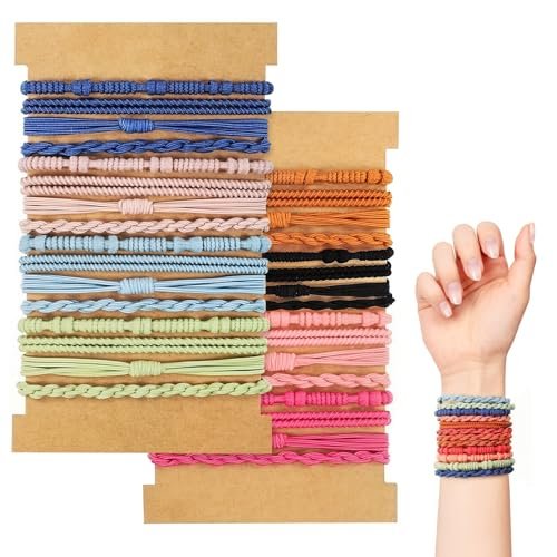 32Pcs Boho Bracelet Hair Ties – No Damage Elastic Hair Bands for Women & Girls, Soft Brown Rubber Ties for Thick or Thin Hair - görsel 2