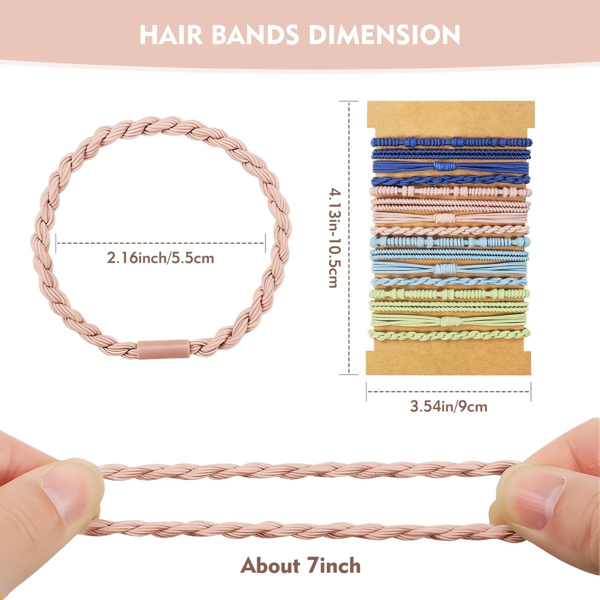 32Pcs Boho Bracelet Hair Ties – No Damage Elastic Hair Bands for Women & Girls, Soft Brown Rubber Ties for Thick or Thin Hair - görsel 3