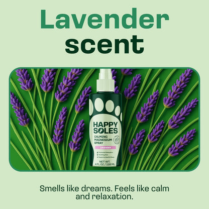 Happy Soles Calming Magnesium Oil Spray for Feet – Relaxing Lavender Mist for Nighttime Routine – Fast Absorbing, Hydrating Foot Spray – Vegan, Cruelty-Free, Paraben-Free (4 Fl Oz) Avelisse
