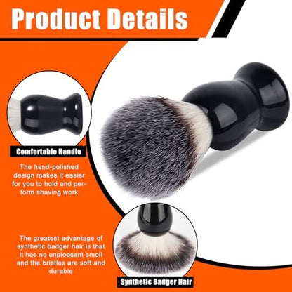VALENTISE Shaving Brush Set - 3 in 1 with Stainless Steel Stand and Bowl, Synthetic Badger Hair Shave Brush for Men