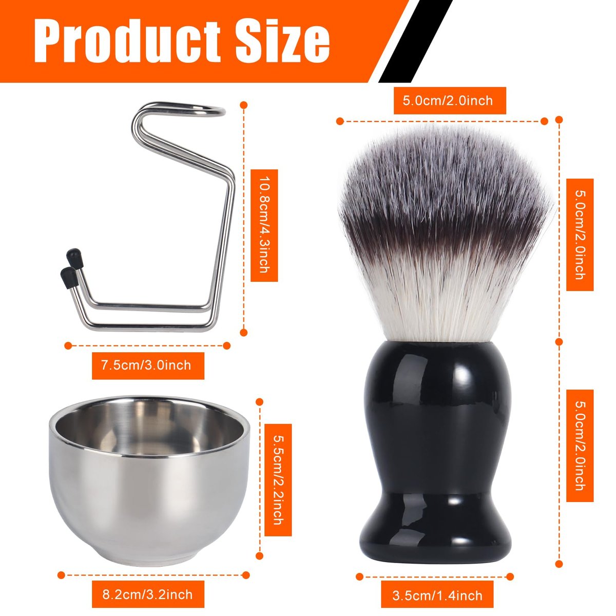 VALENTISE Shaving Brush Set - 3 in 1 with Stainless Steel Stand and Bowl, Synthetic Badger Hair Shave Brush for Men - görsel 3