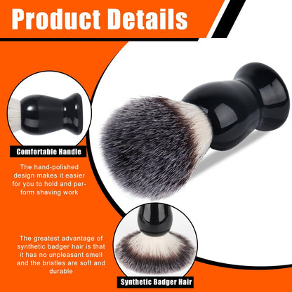 VALENTISE Shaving Brush Set - 3 in 1 with Stainless Steel Stand and Bowl, Synthetic Badger Hair Shave Brush for Men