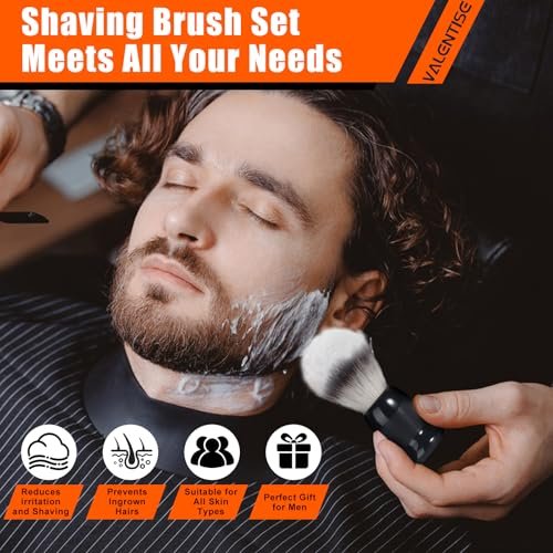 VALENTISE Shaving Brush Set - 3 in 1 with Stainless Steel Stand and Bowl, Synthetic Badger Hair Shave Brush for Men - görsel 12