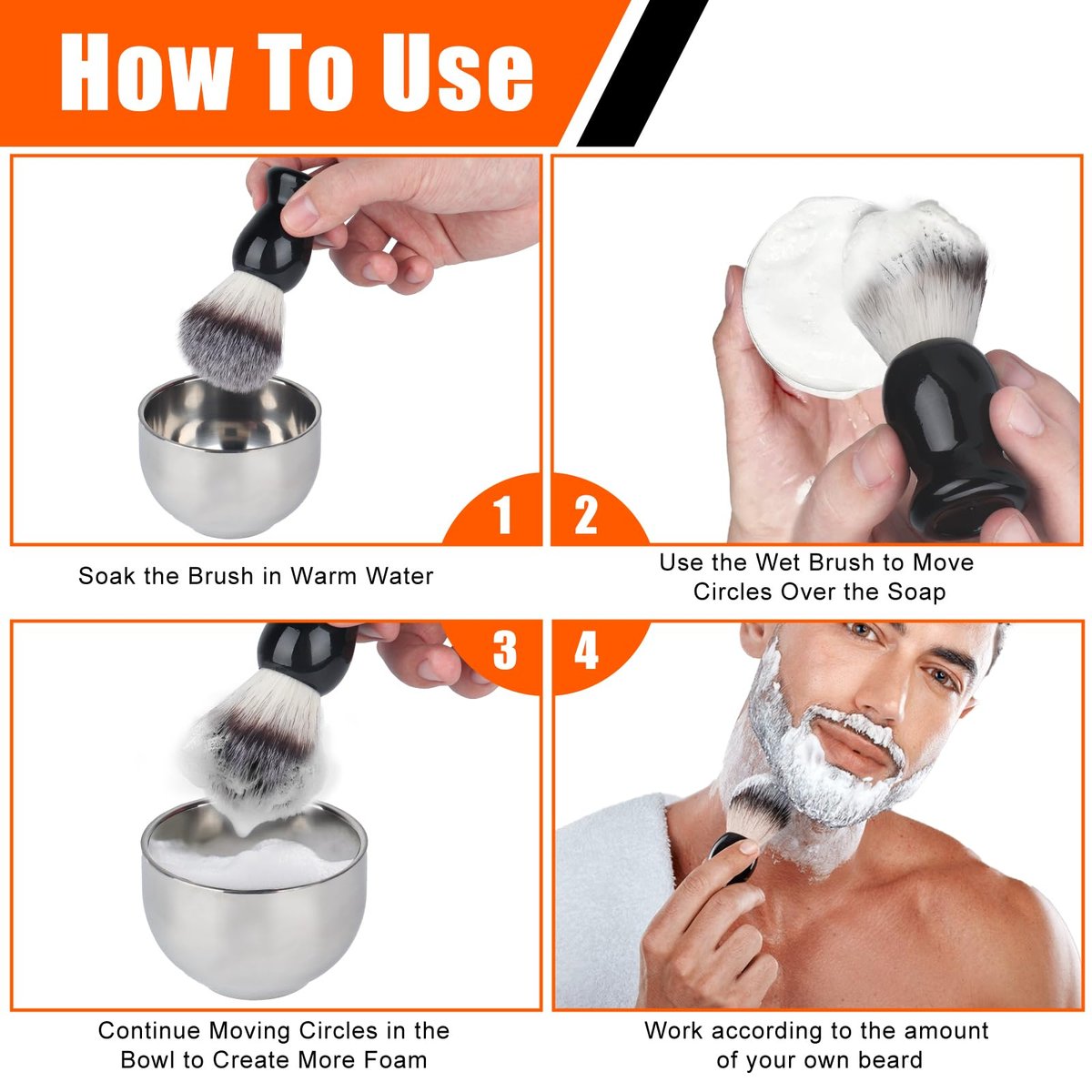 VALENTISE Shaving Brush Set - 3 in 1 with Stainless Steel Stand and Bowl, Synthetic Badger Hair Shave Brush for Men - görsel 9