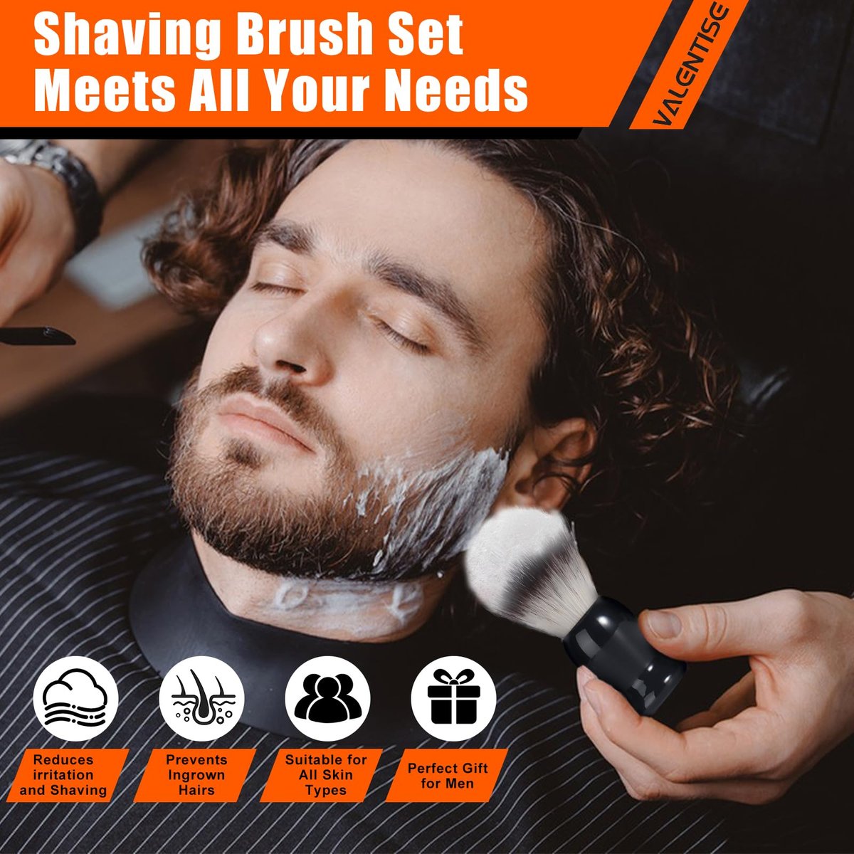 VALENTISE Shaving Brush Set - 3 in 1 with Stainless Steel Stand and Bowl, Synthetic Badger Hair Shave Brush for Men - görsel 11