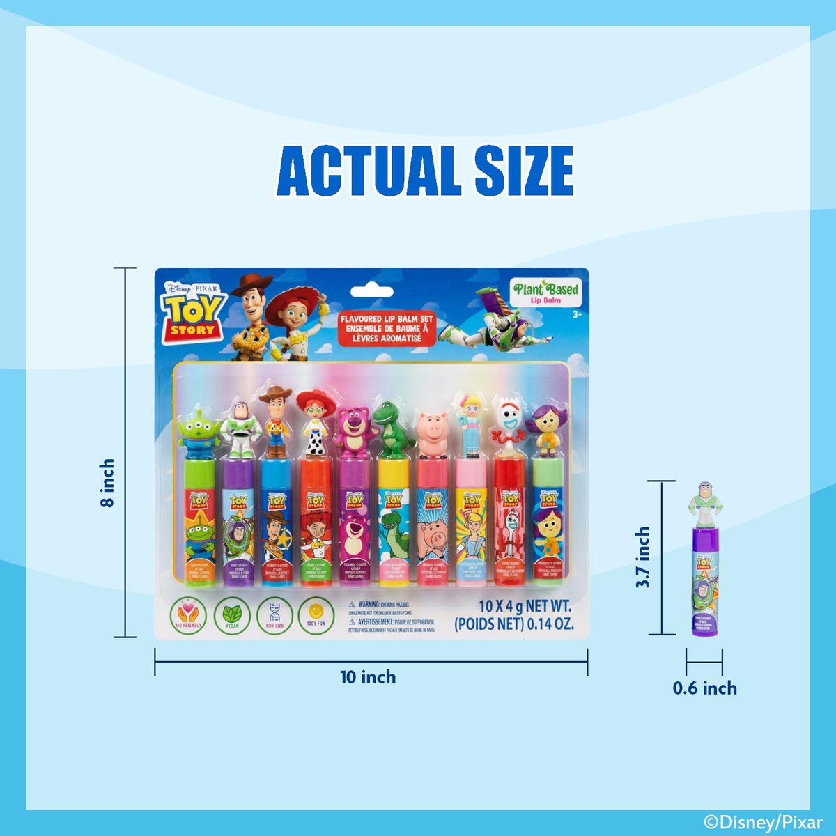 Toy Story 10 Piece Plant Based Lip Balm Set with Bonus Toppers - Makeup Set for Girls, Boys, Toddlers - Gift for Kids by Townley Girl - görsel 7