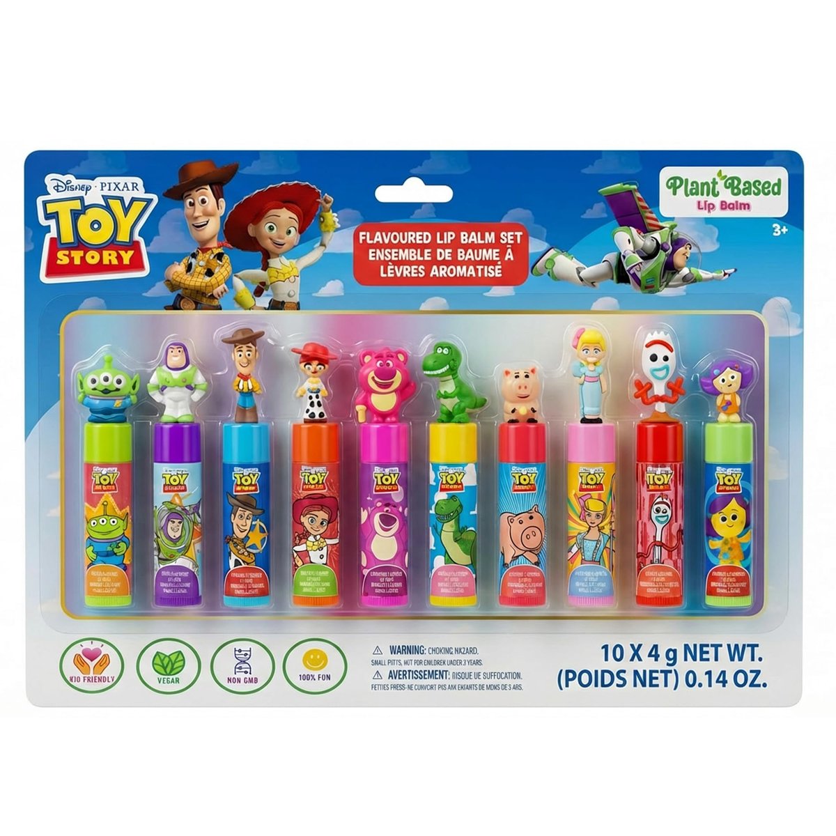 Toy Story 10 Piece Plant Based Lip Balm Set with Bonus Toppers - Makeup Set for Girls, Boys, Toddlers - Gift for Kids by Townley Girl - görsel 1