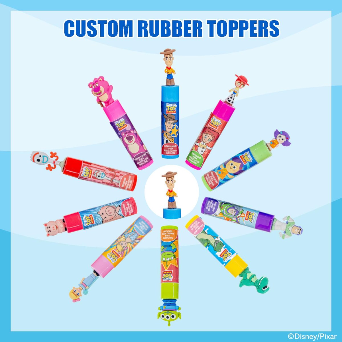 Toy Story 10 Piece Plant Based Lip Balm Set with Bonus Toppers - Makeup Set for Girls, Boys, Toddlers - Gift for Kids by Townley Girl - görsel 5