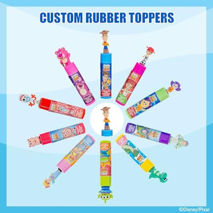 Toy Story 10 Piece Plant Based Lip Balm Set with Bonus Toppers - Makeup Set for Girls, Boys, Toddlers - Gift for Kids by Townley Girl