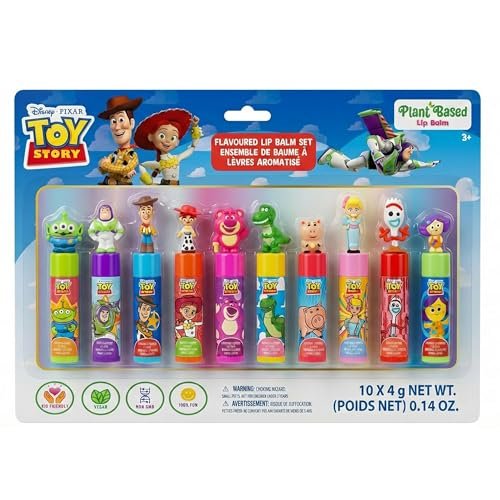 Toy Story 10 Piece Plant Based Lip Balm Set with Bonus Toppers - Makeup Set for Girls, Boys, Toddlers - Gift for Kids by Townley Girl - görsel 2