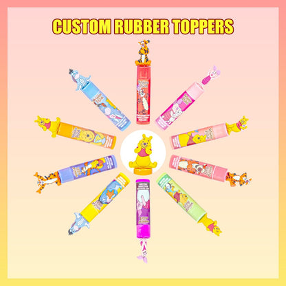 Winnie the Pooh 10 Piece Plant Based Lip Balm Set with Bonus Toppers - Natural Lip Care for Kids, Birthday Party Favors, Sleepovers, and Gift Giving by Townley Girl
