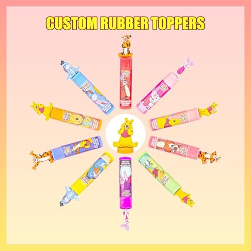 Winnie the Pooh 10 Piece Plant Based Lip Balm Set with Bonus Toppers - Natural Lip Care for Kids, Birthday Party Favors, Sleepovers, and Gift Giving by Townley Girl - görsel 6