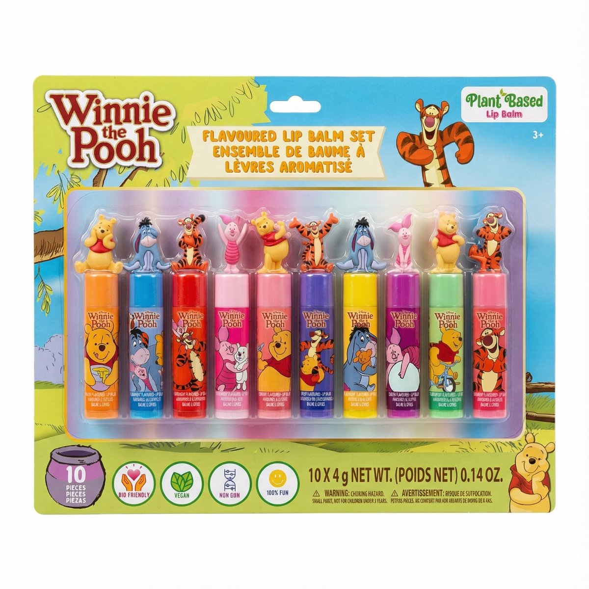 Winnie the Pooh 10 Piece Plant Based Lip Balm Set with Bonus Toppers - Natural Lip Care for Kids, Birthday Party Favors, Sleepovers, and Gift Giving by Townley Girl - görsel 1