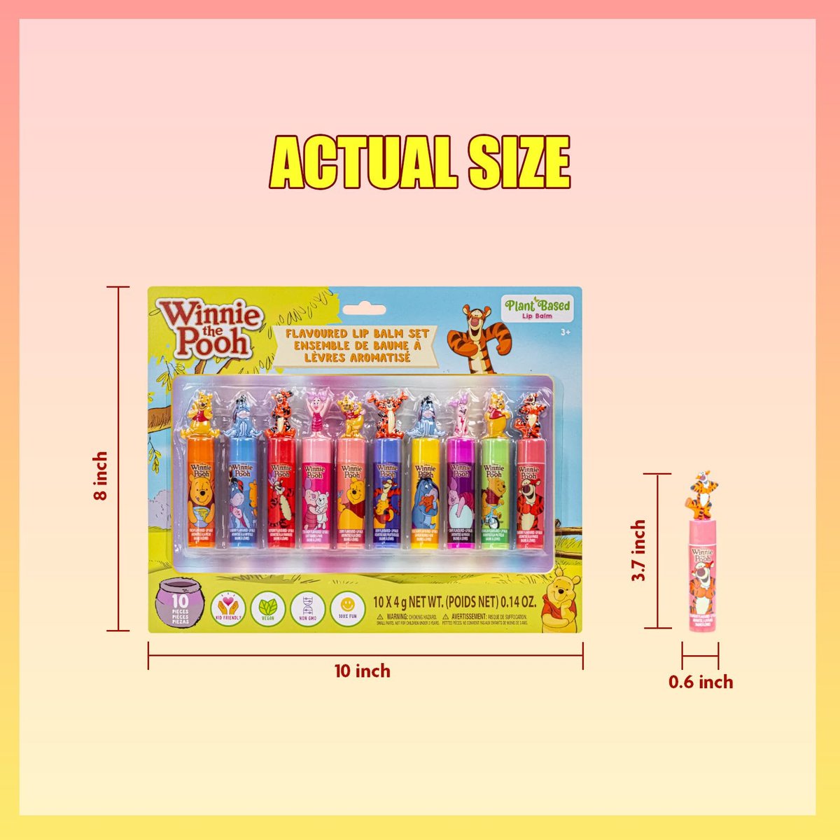 Winnie the Pooh 10 Piece Plant Based Lip Balm Set with Bonus Toppers - Natural Lip Care for Kids, Birthday Party Favors, Sleepovers, and Gift Giving by Townley Girl - görsel 7