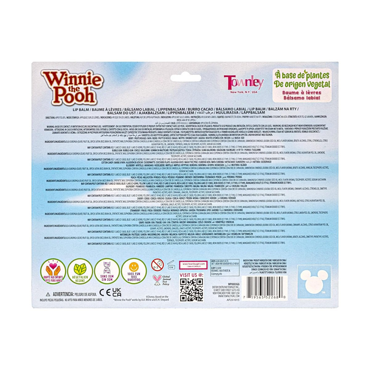 Winnie the Pooh 10 Piece Plant Based Lip Balm Set with Bonus Toppers - Natural Lip Care for Kids, Birthday Party Favors, Sleepovers, and Gift Giving by Townley Girl - görsel 15