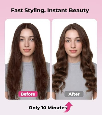 Farery Bubble Curling Wand for Long Hair - 32mm Ceramic Tourmaline Barrel, Springless Design for Defined Spiral Curls & Waves, 5 Heat Settings, Dual Voltage, Includes Heat Resistant Glove Avelisse