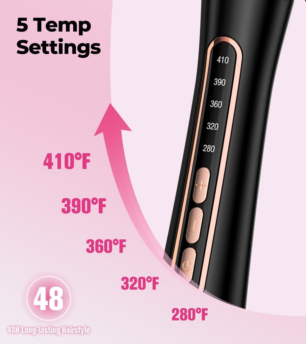 Farery Bubble Curling Wand for Long Hair - 32mm Ceramic Tourmaline Barrel, Springless Design for Defined Spiral Curls & Waves, 5 Heat Settings, Dual Voltage, Includes Heat Resistant Glove Avelisse